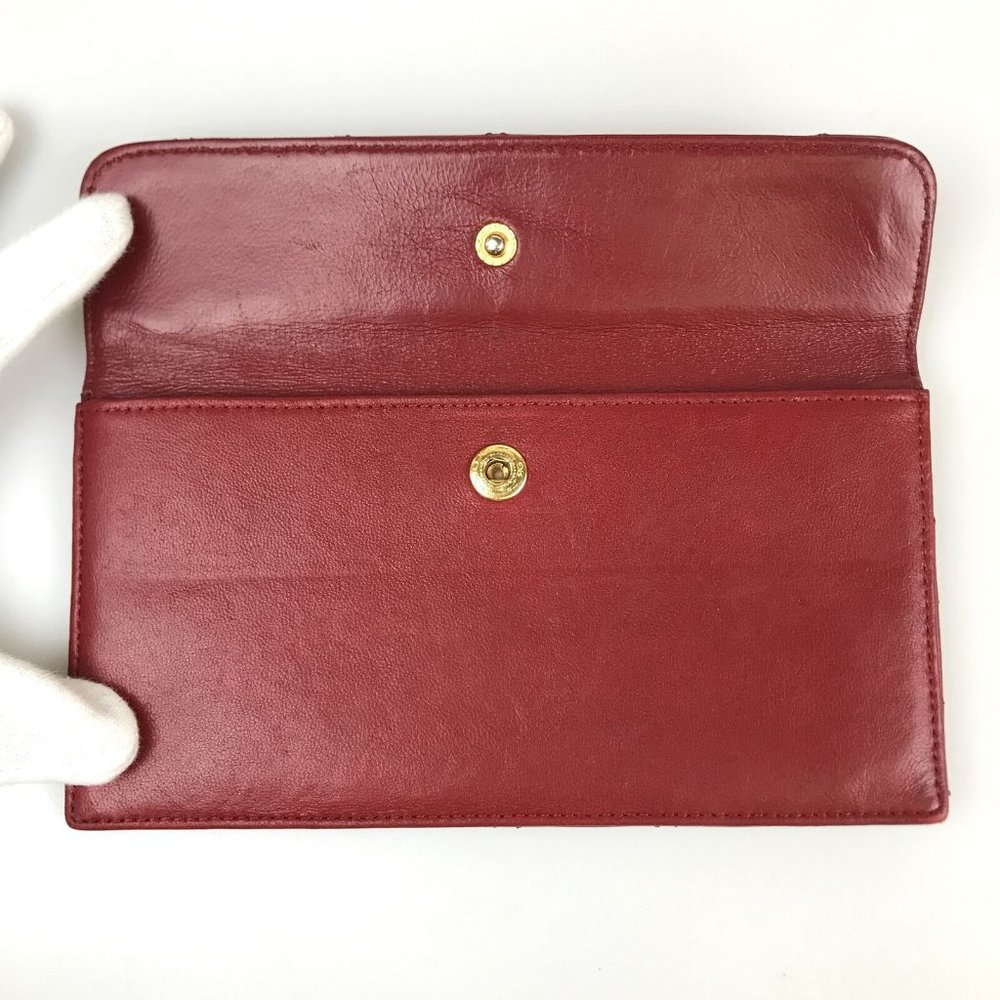 CHANEL Bag Pouch Lambskin Matelasse red Leather Authentic wallet - Picture 6 of 11
